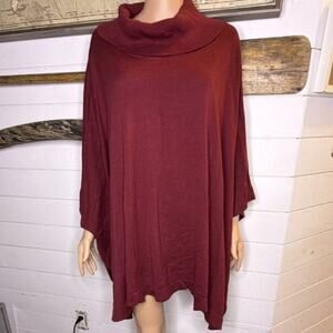 croft & barrow pullover sweater cabernet cowl neck poncho 2x/3x plus